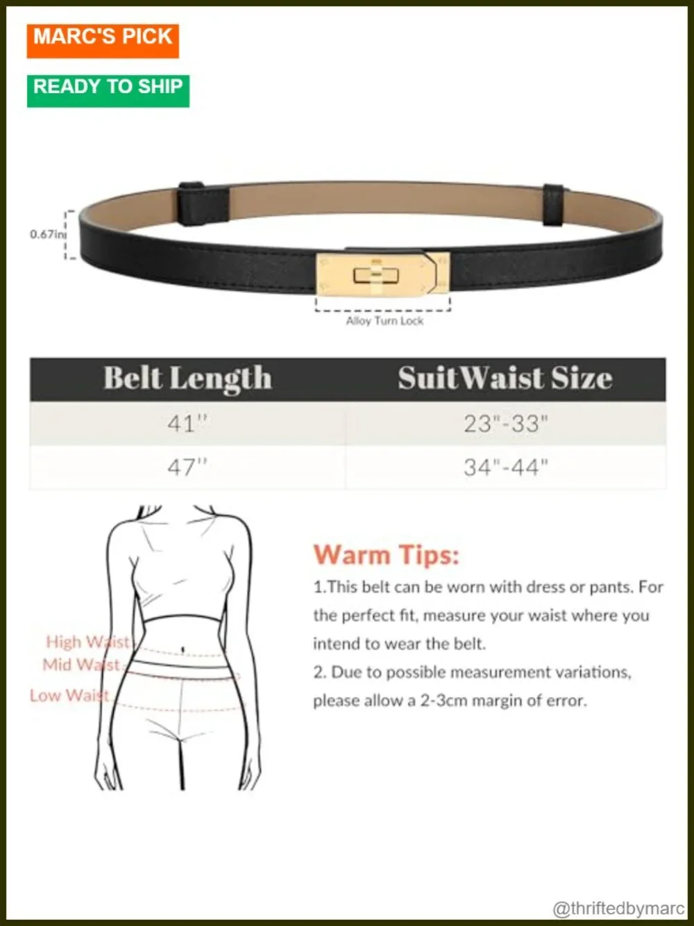 2 Pack Women Skinny PU Leather Belt with Alloy Turn Lock